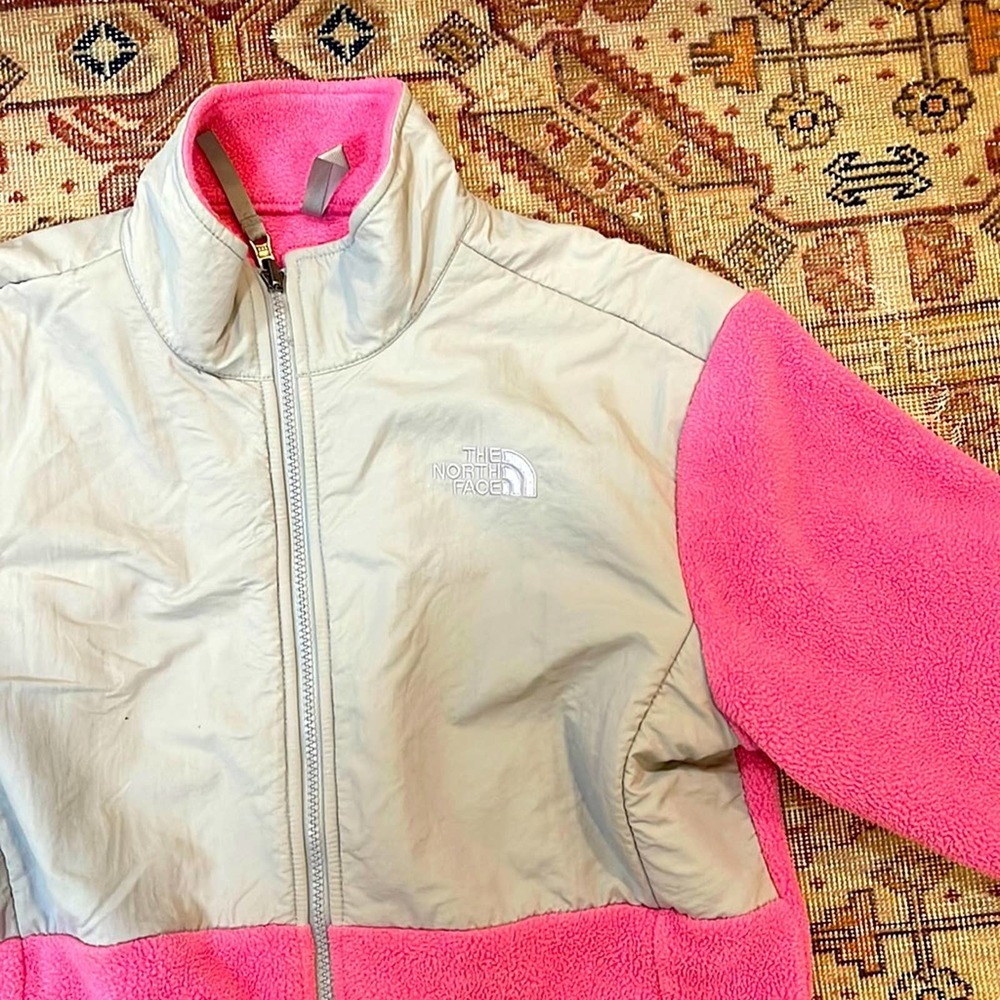 The north face girls XL Colorblock pink grey fleece zip up - Picture 1 of 5